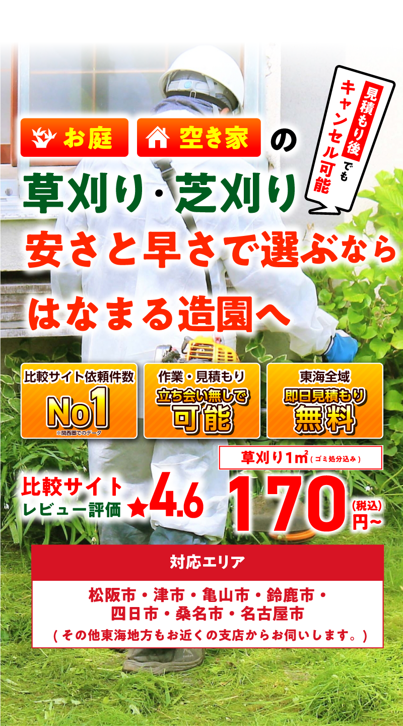 大阪でお庭や駐車場の草刈り最短即日で1平米300円から